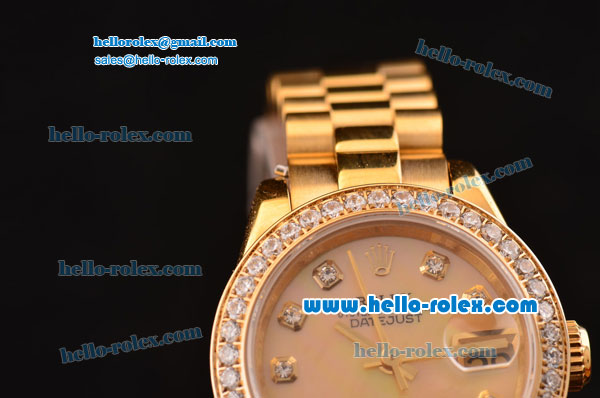Rolex Datejust Lady 2813 Automatic Gold Case with Diamond and Diamond Bezel ETA Coating - Click Image to Close